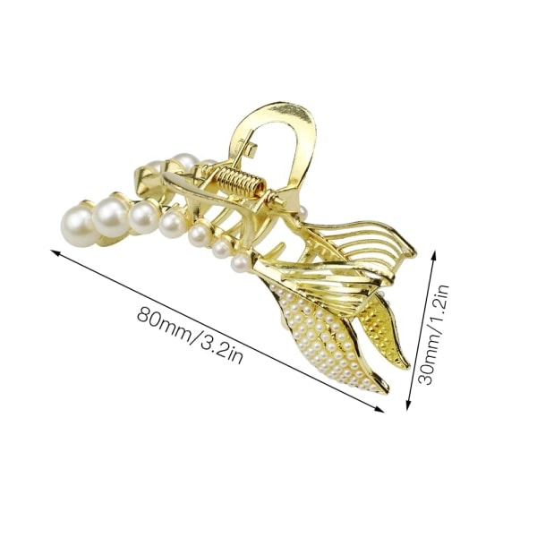 Hårklämma, 3 st metallhårklämma sjöjungfruhårklämma pärlhårkäftklämma håraccessoarer(8cm)