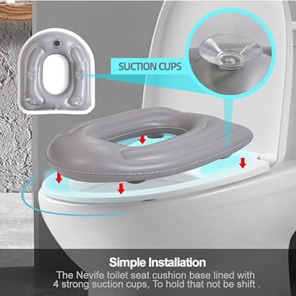 Ilmatäytteinen wc-istuimen pehmuste, korotettu donitsipehmuste, korkeussäädettävä wc-istuin, PVC-käymälätukipehmuste, senioreille, vanhuksille, vammaisille