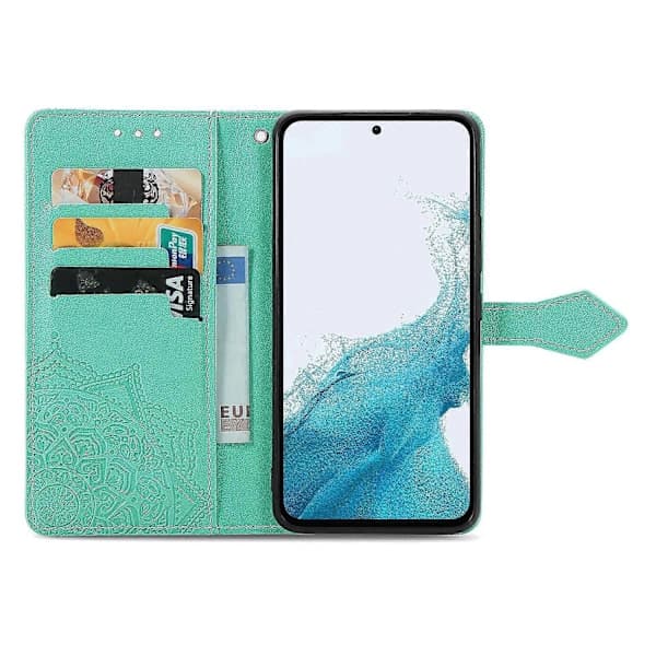 Mandala Blomst Læder Telefon Cover Stativ - Grøn til Samsung Galaxy A56 5G [TOP1] Blue