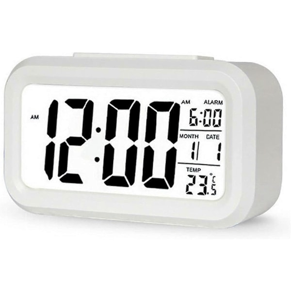 Digital Väckarklocka LED-Display Snooze Smart Ljussensor för Sovrum Hemmakontor och Resor