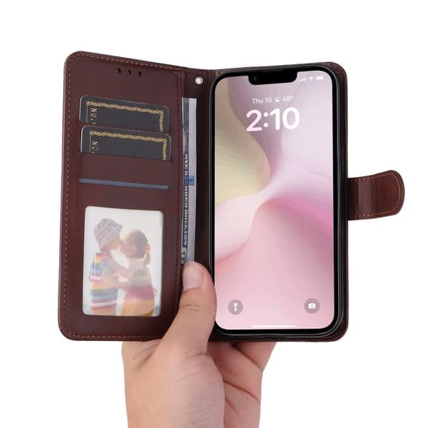 Kompatibelt iPhone 16e PU-läder plånboksfodral - Flera färger brun Brun brown Brun