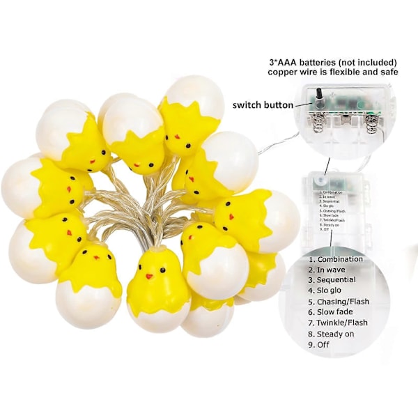 Påskkyckling Ljusslinga Påskägg Ljus (3M 21LED utan batteri)