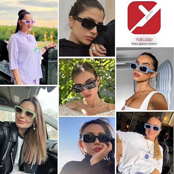 Retro rektangulära solglasögon för kvinnor 90-talets fyrkantiga solglasögon med tjock ram i nude färg Modeaccessoarer