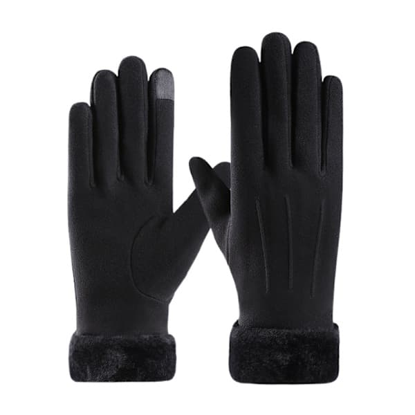 Varma mockahandskar med sammetsfoder för höst och vinter, svarta Black