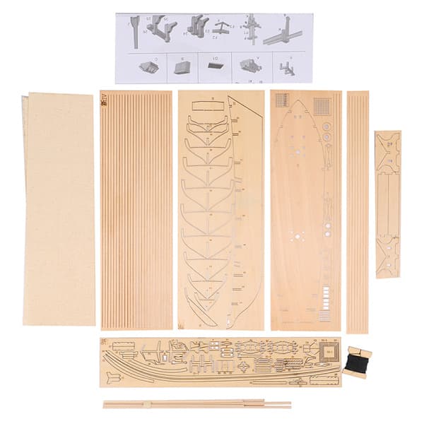 1:70 Ny Hamn Trä Segelbåt Modell DIY Kit Skeppsmontering D Färg onesize