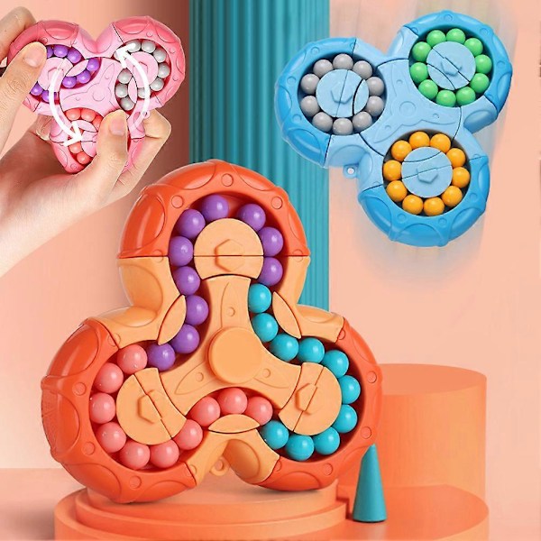 2-in-1 Magic Bean - Gyro Stress Relief -pyörivät helmi palapelit, opettavainen peli lapsille ja aikuisille Blue