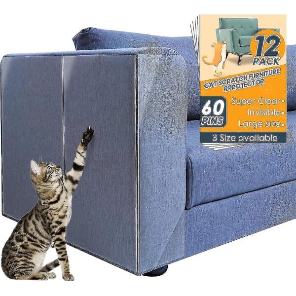12-paks Cat Scratching Protection, 17" X 12" Cat Scratch Furniture Protector Usynlig, vanntett sofabeskytter fra katteklør, Anti Cat Scratch De