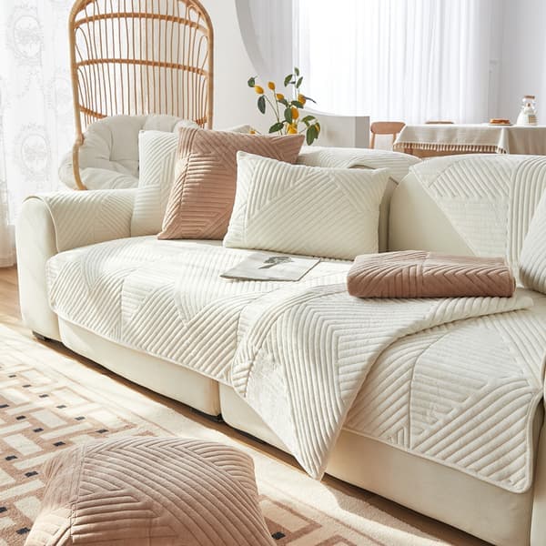 Sofföverdrag Hörnsoffa L-formad Sofföverdrag Halkfritt Överdrag L-formad Sofföverdrag Sammet Överdrag Sofföverdrag Soffa Vit Vit White 70*70cm