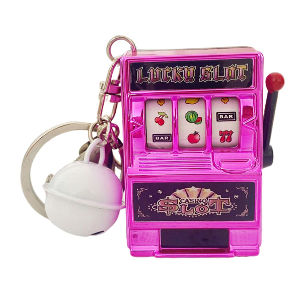 Mini Slot Machine Toy Keychain Creatives Intressant Nyckelring Fungerar Utmärkt Som Stress Reliever För Pink- White Middle Bell