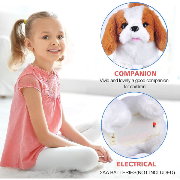 Pehmohuskykoiralelu pentu, elektroninen interaktiivinen lemmikkikoira – kävely, haukkuminen, hännänheilutus, venyttely seuraeläin lapsille (koiranpentu)