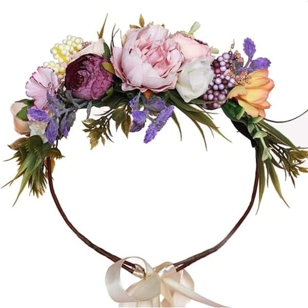 Justerbar Blomster Tiara Blomsterkrans Krone Halo Hodeplagg Bryllupsfest