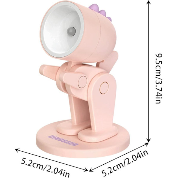 Unik dinosauriebordslampa | LED-lampa för sovrum | Söt lampa för studenter, ögonskydd, justerbar skrivbordslampa för heminredning Pink