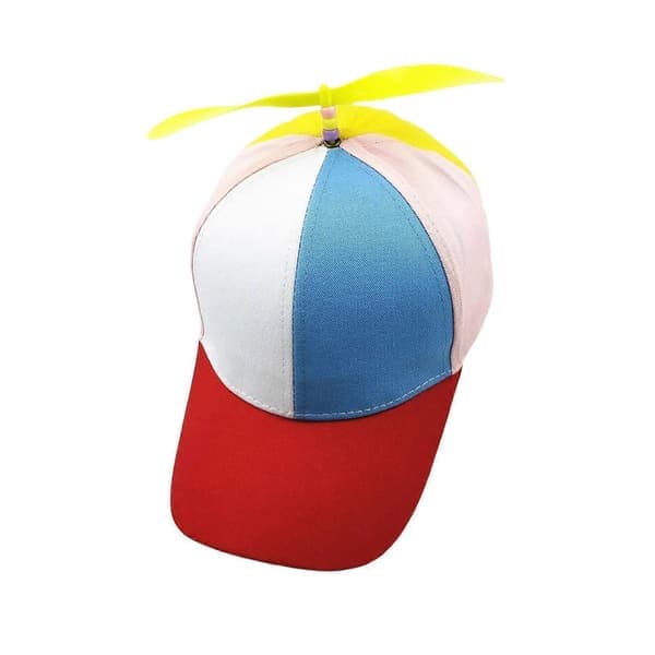 Propellercap for barn, fargerike helikoptercaps, unik gaveidé, nyhet-lingling} rød brem red brim