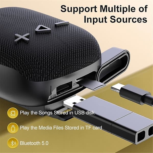 Polkupyöräkaiutin, langaton Bluetooth-kaiutin ohjaustankoon, subwoofer pyöräilyyn, musta