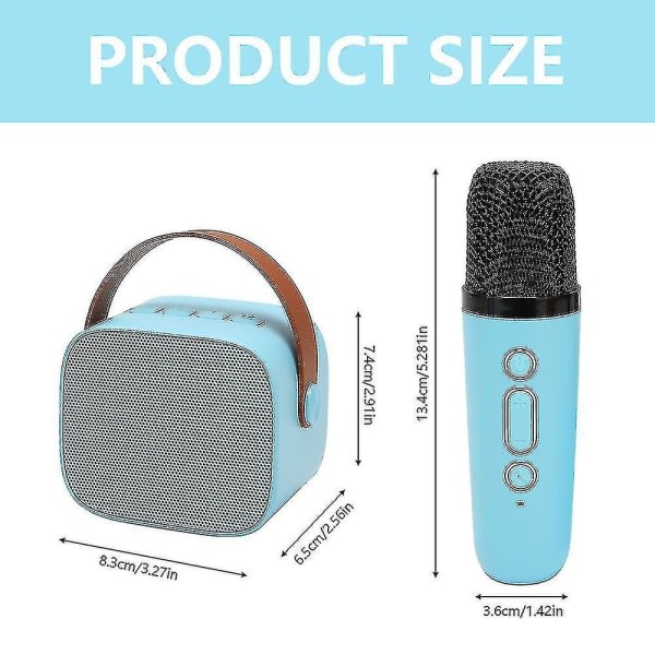 Karaokemaskine til børn med 2 trådløse mikrofoner, bærbar Bluetooth karaokemaskine til børn, voksne, stemmeskiftende effekter og LED-lys