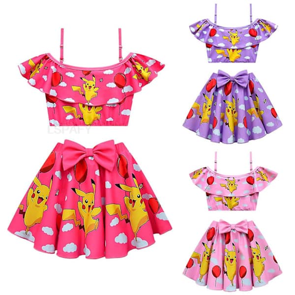 Tecknad flicka badkläder Pikachu flicka baddräkt två delar barn bikini set barn badkläder badkläder 20327 20327 Size 100