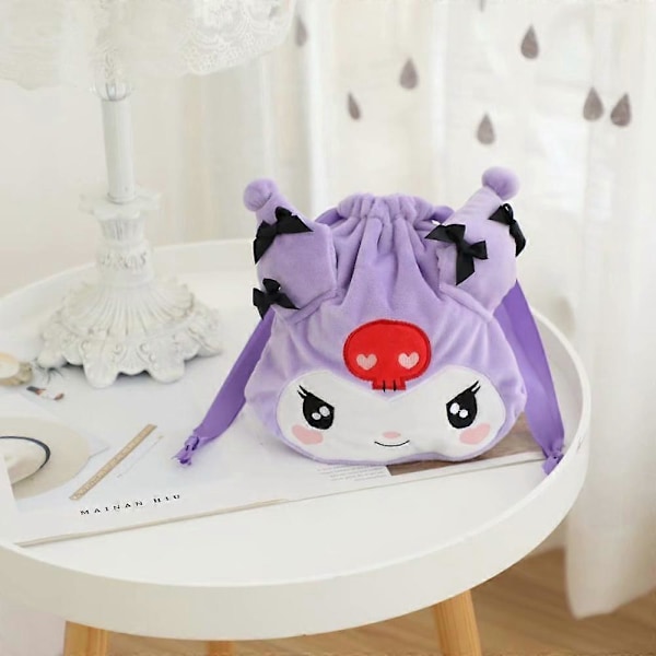 Sanrio Kulomi My Melody Axelväska Plysch Myntväska Sminkväska Handväska Härliga Födelsedagspresenter För Flickor Söt Väska Rosa Grå Drawstring5 As Description