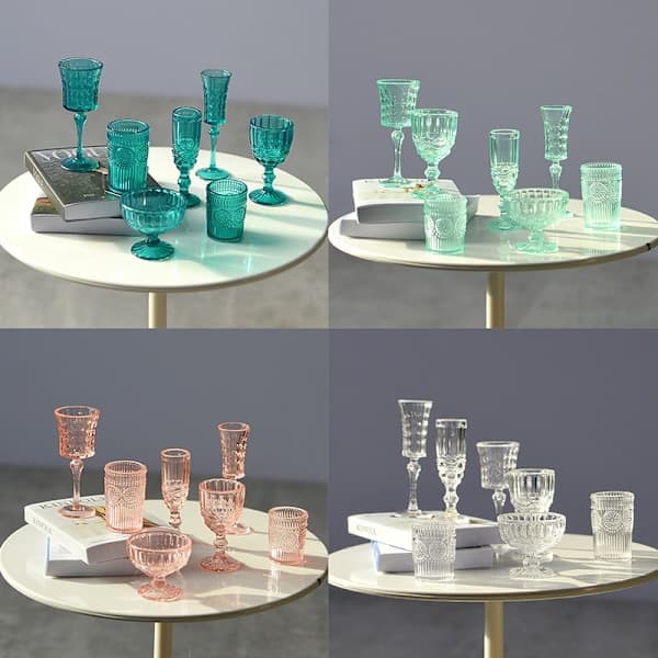 7 stk. 1:6 Dukkehus Miniatyr Vannkopp Vinglass Champagne Gla Grå One Size Gray