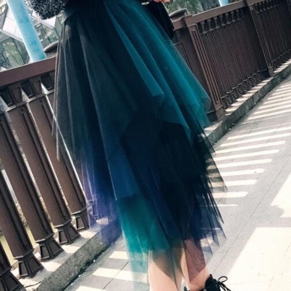 Mesh Tulle Skjørt Lagdelt Kjole SVART svart grey