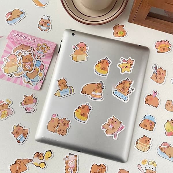 100 ark Kreativa Tecknade Capybara Pappersdekaler DIY A2 A2