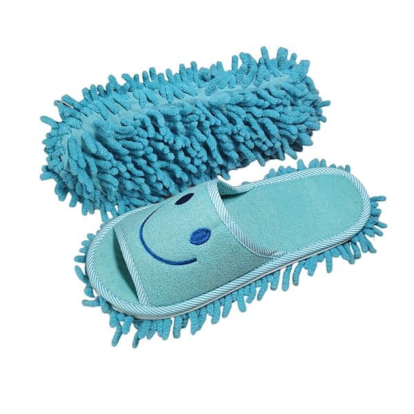 Mopptofflor med Smiley-ansikte Tvättbara Städgolv Damtofflor Rosröd EN STORLEK Rose red