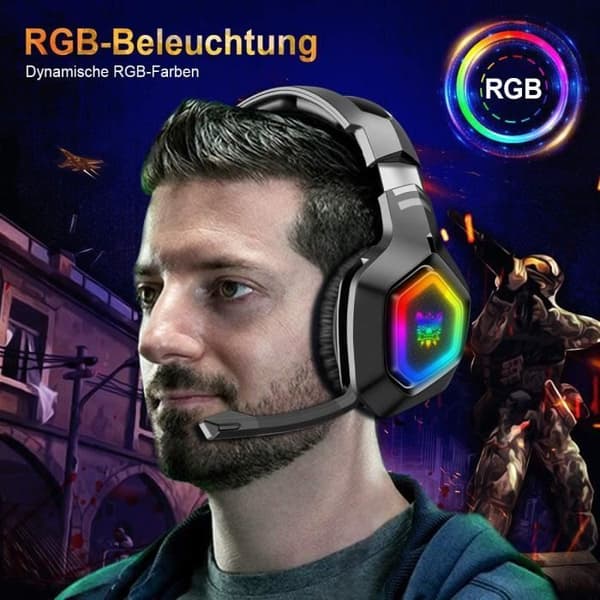 Gaming-headset - ONIKUMA - PS4-headset - 7.1 Surround Sound - Støjreducerende mikrofon - LED