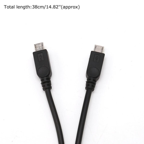 38cm Bærbar USB Han Universal Micro USB Dobbelt Han Y Adapter Splitter Kabel