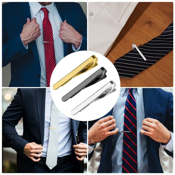 3 st slipsnålar, slipsnålsset guld silver svart slipsnålsset för män klassiska slipsnålar för män vardag bröllopsdag affärer fars dag presenter