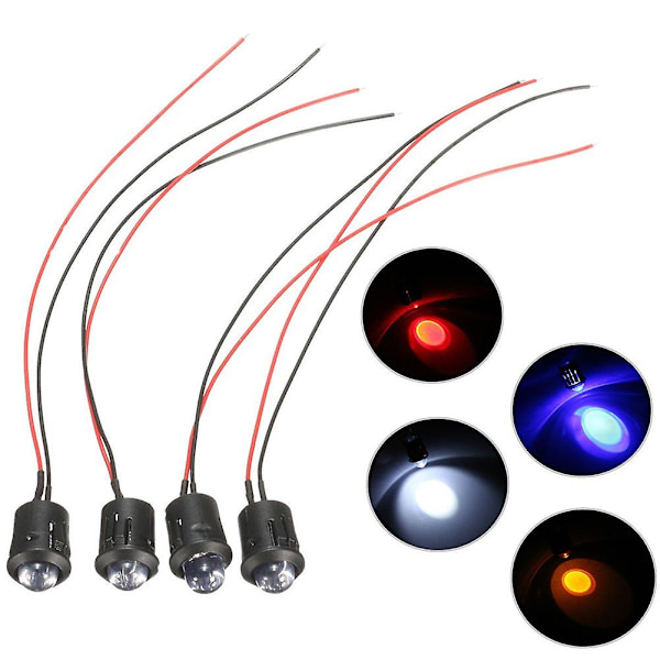 10 kpl/setti 12 V 10 mm esijohdotettu vakio LED erittäin kirkas kirkas vesilinssi polttimon kaapeli 20 cm esijohdotettu LED White