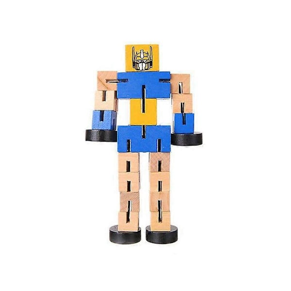 Transformationsrobot Byggklossar Träleksaker för Barn Autobot Figur Modell Pussel Lärande Intelligens Leksaksgåvor Blue