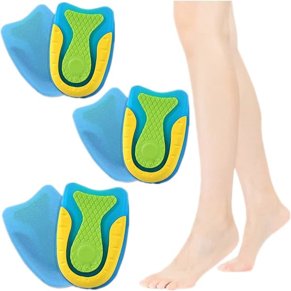 (Liten størrelse) 3 par silikonhælputer for plantar fasciitt