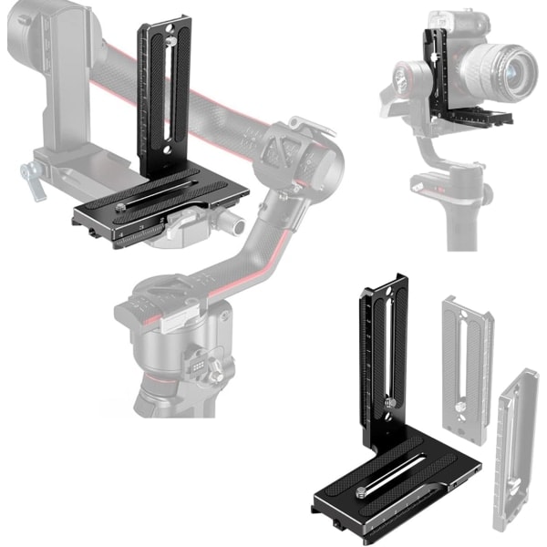 Aluminium L-fäste Vertikal Horisontell Växling Snabbfäste för DJI Ronin RS2 SC2 Zhiyun Weebill-S Gimbal Stabilisator och SLRs
