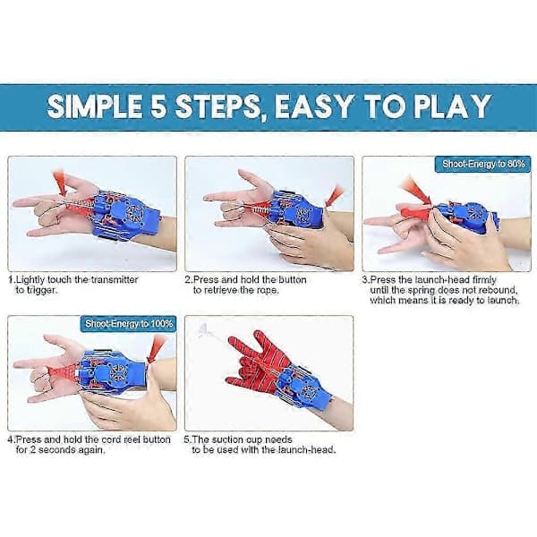 Spiderman Web Shooter Launcher String Legetøj Elektrisk Rul I Spider Web Shooters Børn Spider Silk Handsker Rollespil Legetøj Blå Blue