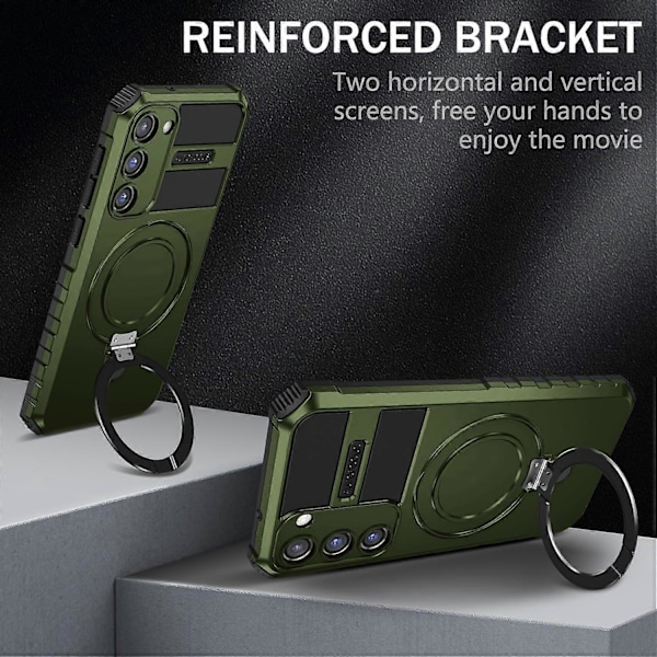 Til Samsung Galaxy S23+ Cover PC+TPU Støtteben Telefon Cover Kompatibelt med MagSafe Multicolor Style D