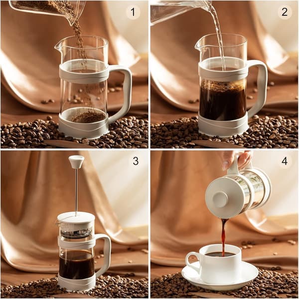 Stempelkande, Mini Stempelkande til Camping, 304 Rustfrit Stål Koldbrygget Kaffekande 350ML