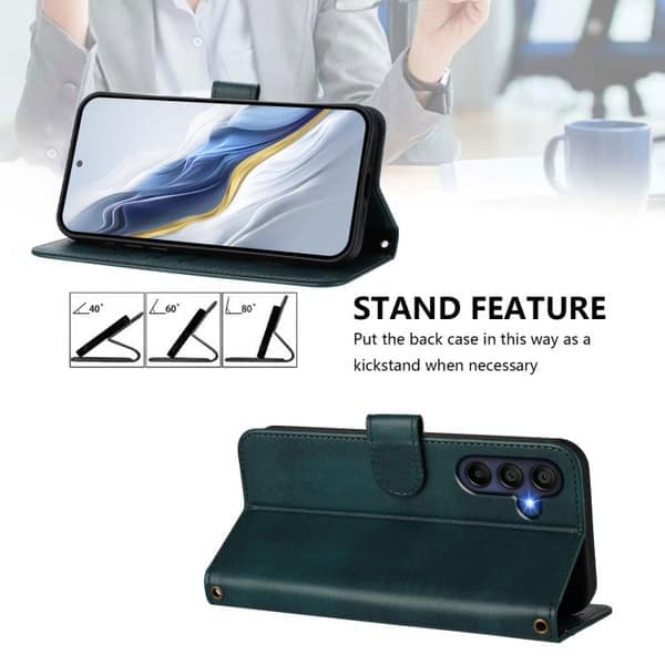 Retro skinnveske med linjemønster for Samsung Galaxy A17 5G grå Grå