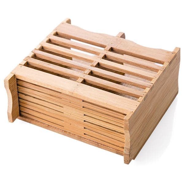 Idesign Besticklåda för köksbänk, skåp eller matbord, liten bambu Dashier med lock
