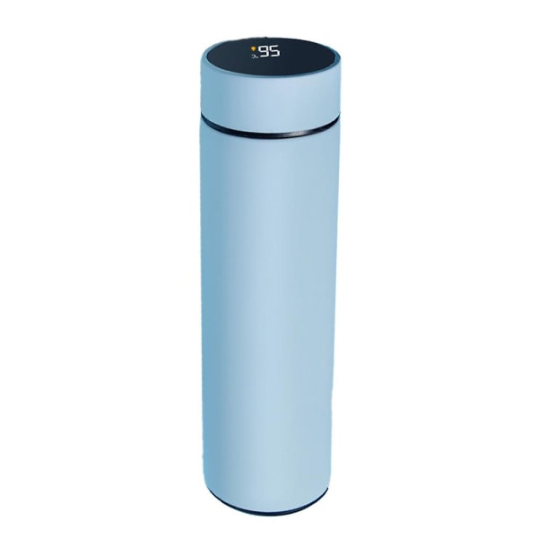 Vattenflaska med LED temperaturdisplay, dubbelväggig vakuumisolerad vattenflaska matt orange sky blue