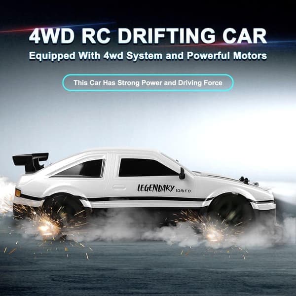 Ae86 1/16 RC Driftbil Højhastigheds Fjernstyret Driftbil til Børn og Voksne Hvid White