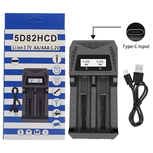 USB-laddare flytande LCD-batteri USB-laddare - 1/2/4 platser för 186 A2 A2