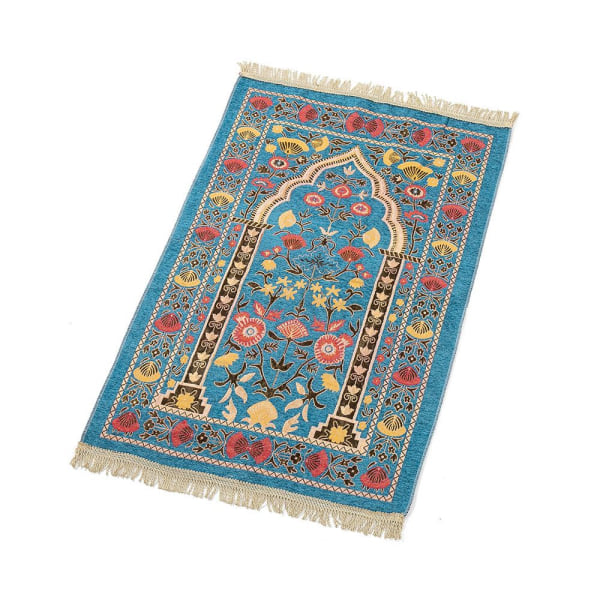 Eid Mubarak Muslim Prayer Mat Islamic Prayer Mat sky blue