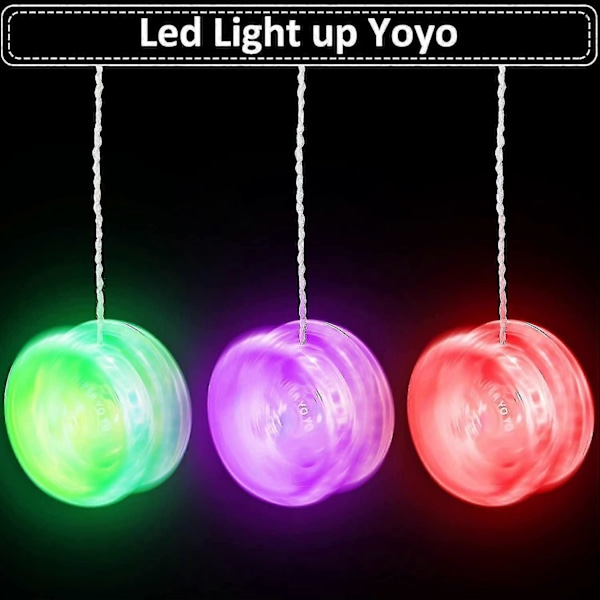 9 Stycken LED Ljus Yo-yo Responsiv Kullager Yoyo Plast Responsiv Yoyo Underhållande Yoyo För Nybörjare Födelsedagsfest Favörer Godisväska Fyllningar