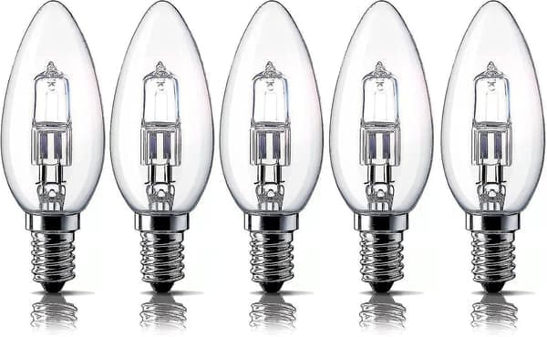 E14 28W Halogenlampor, Liten Edison Skruvlampa (SES) 2700K Varmvit Dimbar 5-pack