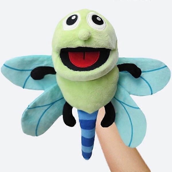 Insekts handdocka leksak med rörlig mun tecknad bi djur handdocka docka öppen mun plyschleksak dragonfly