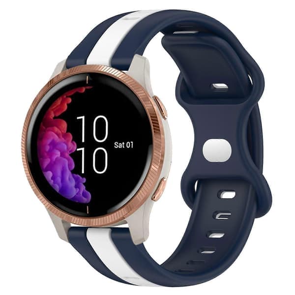 Silikonrem for Garmin Venu-klokke, hvit blå White Blue