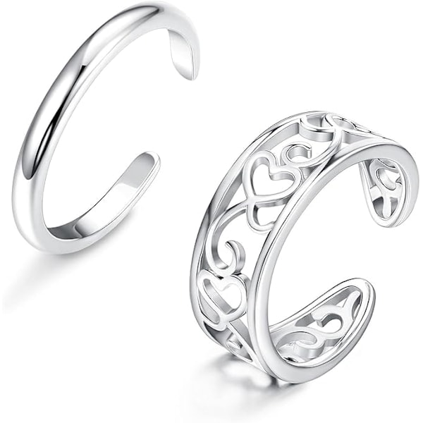 Åpent tåringsett, tåring for kvinner og jenter, justerbar, minimalistisk, cubic zirconia, hjerte, blomst