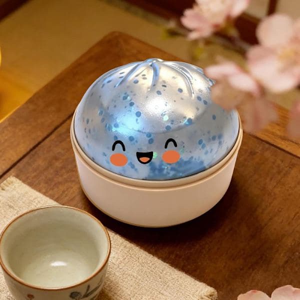 9,5 cm Jumbo Glitter Regnbue Dumpling Stressavlastende Sensorisk Leketøy med Dampboks, Sakte Stigende Dekompresjonsdumplings for Voksne og Barn Blå Blue