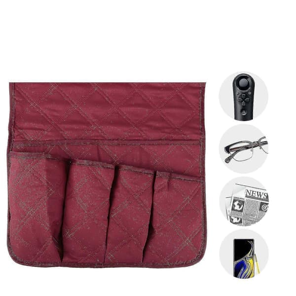 Armlene Organizer TV Fjernkontrollholder - 5 Lommer Oppbevaring for Sofa Lenestol Beige Beige Beige