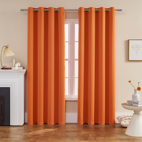 Mörkläggningsgardiner Mörkläggningsgardiner för sovrum - 2 paneler, mörkläggningsgardiner för vardagsrum, bakflik och stångficka orange 132cm * 160cm
