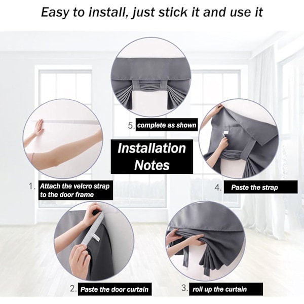1 panel Termiskt Isolerad Dörrfönstergardin för Patio Fransk Dörr Framdörr Sidoljusgardin Bind upp Skugga (66*172cm) Dark-gray